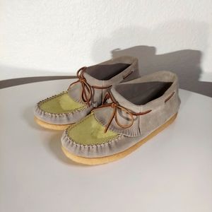 Eastland Gray & Lime Green Leather Moccasin Shoes